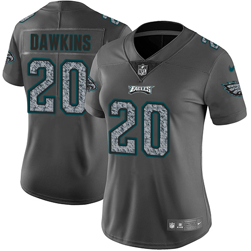 Nike Eagles #20 Brian Dawkins Gray Static Women's Stitched NFL Vapor Untouchable Limited Jersey - Click Image to Close